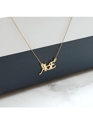 Harf Yazılı 14 Ayar Altın Kolye