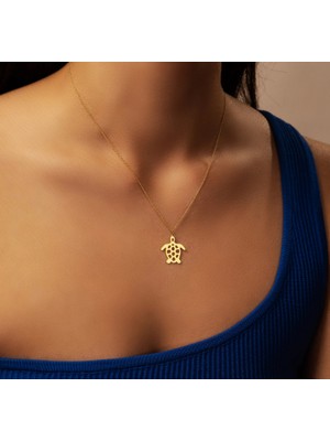 Kaplumbağa 14 Ayar Altın Kolye