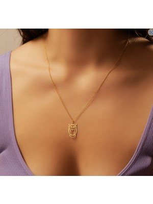 Baykuş 14 Ayar Altın Kolye