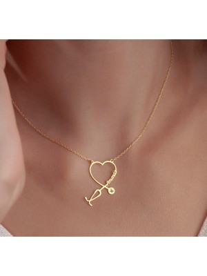 Steteskop Isim Yazılı 14 Ayar Altın Kolye