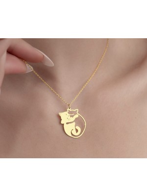 Kedi 14 Ayar Altın Kolye
