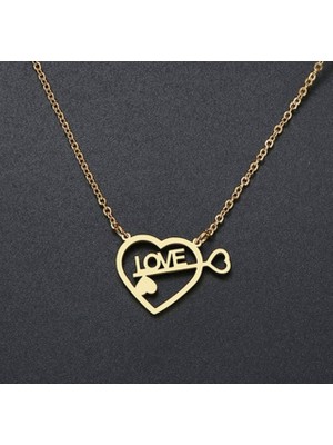 Love Yazılı 14 Ayar Altın Kolye