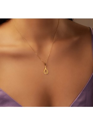 Damla Model 14 Ayar Altın Kolye