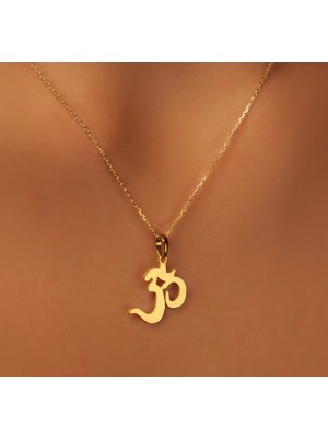 Om Yoga 14 Ayar Altın Kolye