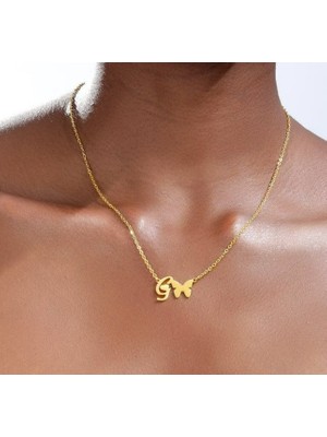 Kelebek Harf Model 14 Ayar Altın Kolye