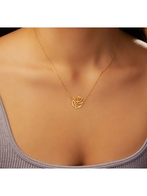 Gül 14 Ayar Altın Kolye