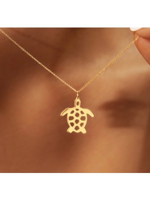 Kaplumbağa 14 Ayar Altın Kolye