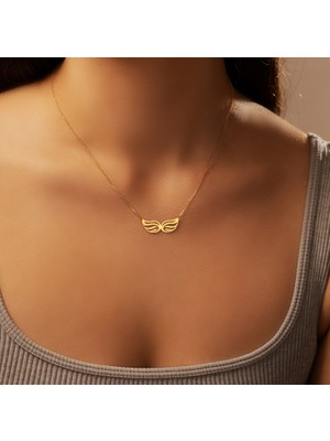 Melek Kanadı 14 Ayar Altın Kolye