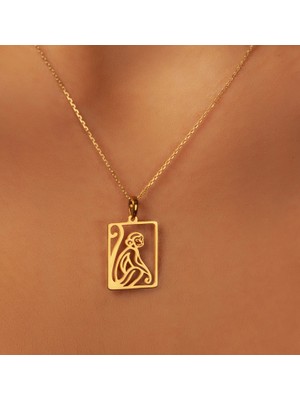 Maymun 14 Ayar Altın Kolye