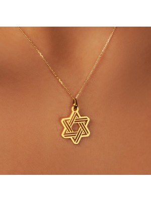 Davud Yıldızı 14 Ayar Altın Kolye