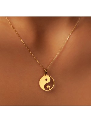 Yin Yang 14 Ayar Altın Kolye