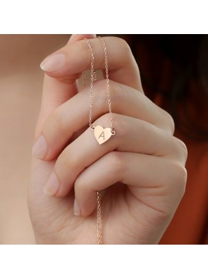 Kalp Harf Yazılı 14 Ayar Altın Kolye