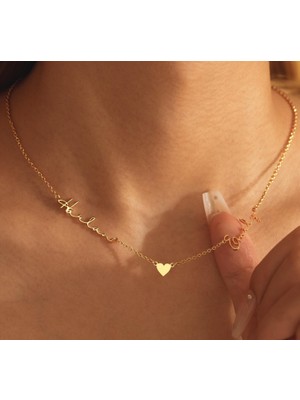 Kalp Isim Yazılan 14 Ayar Altın Kolye