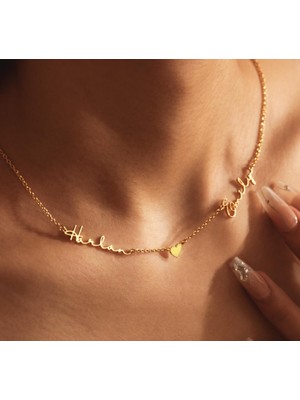 Kalp Isim Yazılan 14 Ayar Altın Kolye