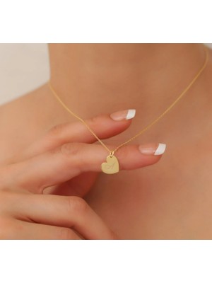 Kalp Harf Yazılı 14 Ayar Altın Kolye