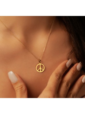 Barış Sembolü 14 Ayar Altın Kolye