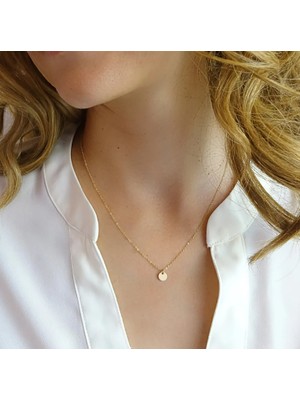 Yuvarlak Plaka 14 Ayar Altın Kolye