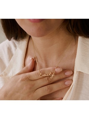 Isim Yazılı 14 Ayar Altın Kolye