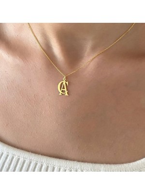 Çift Harf 14 Ayar Altın Kolye