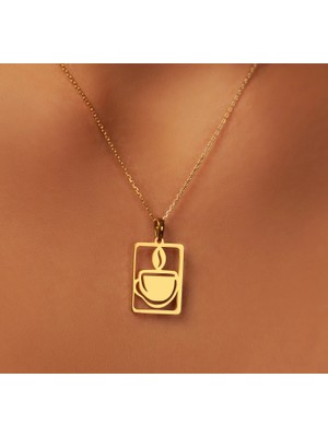 Kahve Bardağı 14 Ayar Altın Kolye