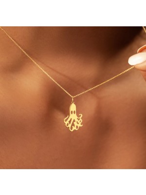 Ahtapot 14 Ayar Altın Kolye