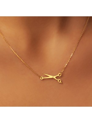 Kuaför Makası 14 Ayar Altın Kolye