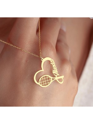 Tenis Raketi 14 Ayar Altın Kolye