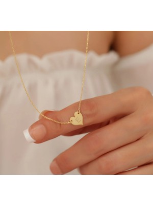 Kalp Harf Yazılı 14 Ayar Altın Kolye