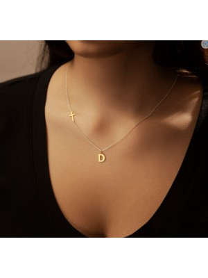 Haç Harf Yazılı 14 Ayar Altın Kolye