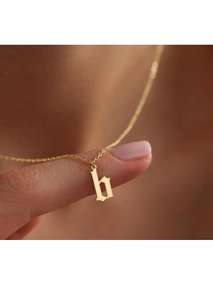 B Harf 14 Ayar Altın Kolye