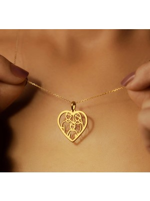 Çekirdek Aile 14 Ayar Altın Kolye