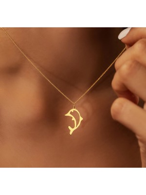 Yunus Balığı 14 Ayar Altın Kolye