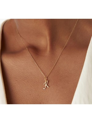 K Harf 14 Ayar Altın Kolye