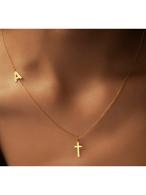 Harf Haç Model 14 Ayar Altın Kolye