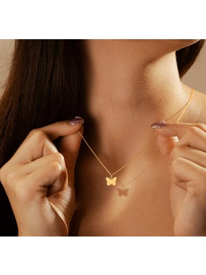 Kelebek 14 Ayar Altın Kolye