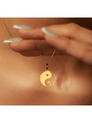 Yin Yang 14 Ayar Altın Kolye