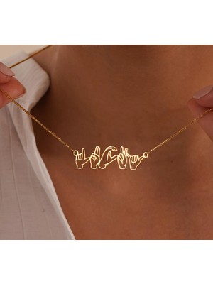 Işaret Dili 14 Ayar Altın Kolye