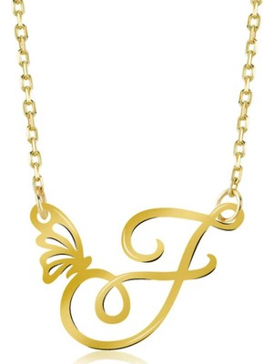 F Harf 14 Ayar Altın Kolye