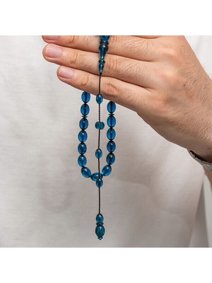 Sıkma Kehribar 925 Ayar Gümüş Tesbih