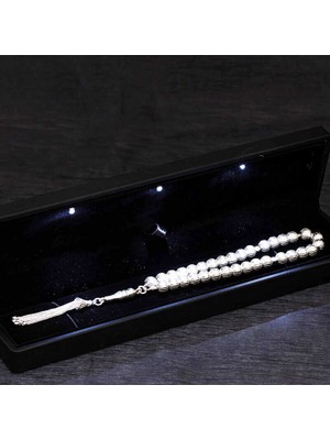 Işıklı Kutu Hediyeli Yuvarlak Kesim 925 Ayar Gümüş Tesbih