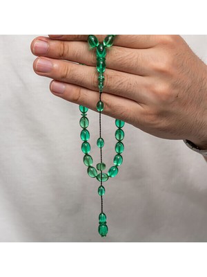 Sıkma Kehribar 925 Ayar Gümüş Tesbih