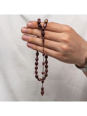 Sıkma Kehribar 925 Ayar Gümüş Tesbih