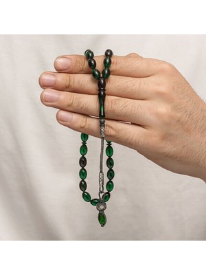 Sıkma Kehribar 925 Ayar Gümüş Tesbih