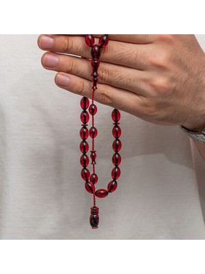 Sıkma Kehribar 925 Ayar Gümüş Tesbih