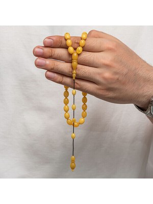 Sıkma Kehribar 925 Ayar Gümüş Tesbih