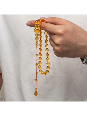 Sıkma Kehribar 925 Ayar Gümüş Tesbih