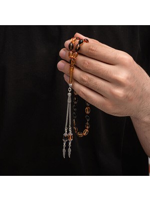 Sıkma Kehribar 925 Ayar Gümüş Tesbih