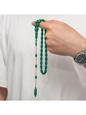 Sıkma Kehribar 925 Ayar Gümüş Tesbih