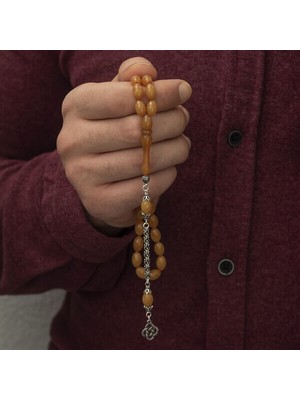 Arpa Sıkma Kehribar 925 Ayar Gümüş Tesbih