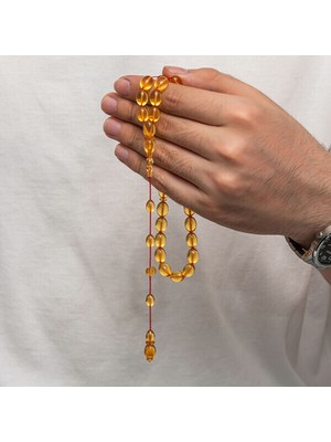 Sıkma Kehribar 925 Ayar Gümüş Tesbih